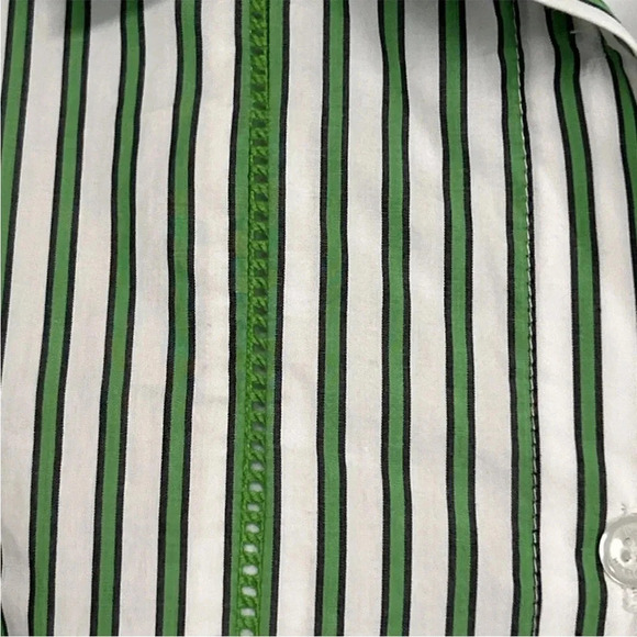 Tommy Hilfiger Women's‎ 42 (L) Button Shirt Green Stripped Preppy Colorful - Picture 2 of 11